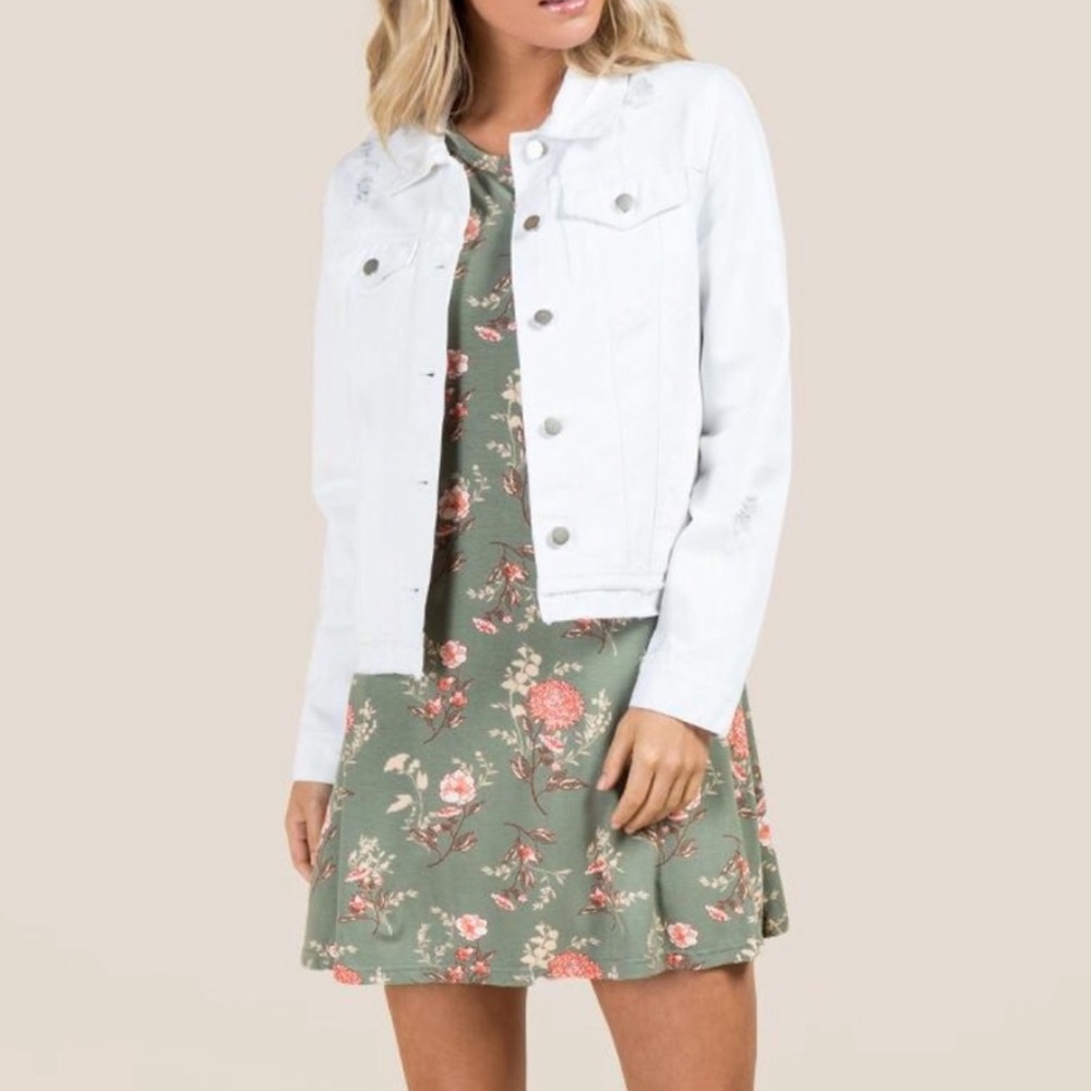 White Distressed Jean Jacket